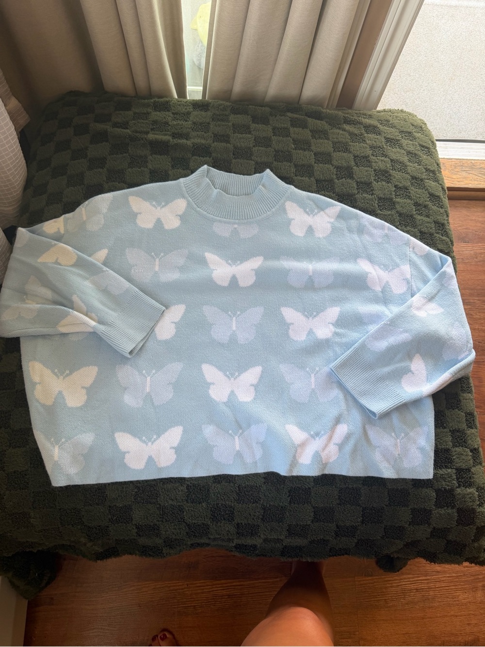 H&M Light Blue Ribbed Crewneck Sweater